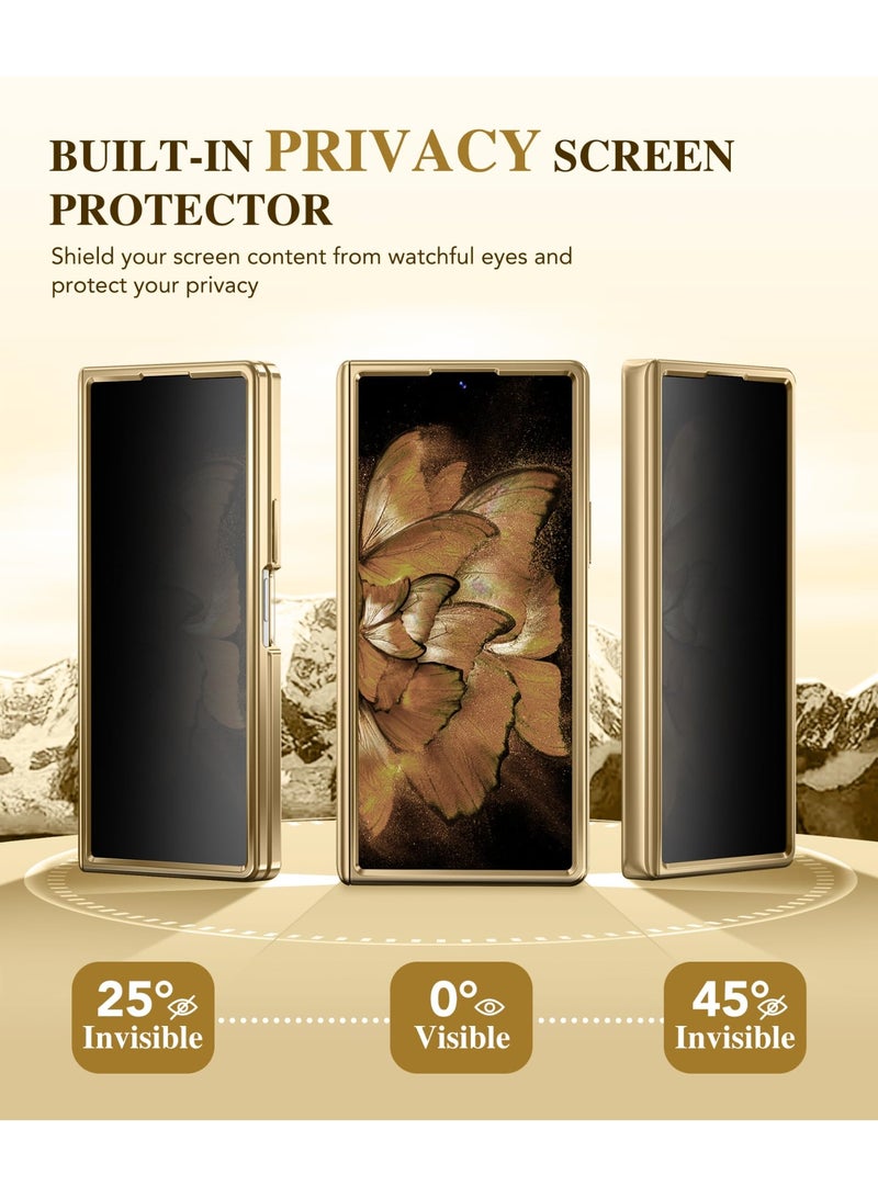 بيرفي جراب لسامسونج جالاكسي زد فولد 7 مع واقي شاشة للخصوصية، [متوافق مع ماج سيف] [حامل مخفي] تصميم شفاف مطلي، جراب صلب نحيف مقاوم للصدمات بحماية كاملة للهاتف، ذهبي - Image 4